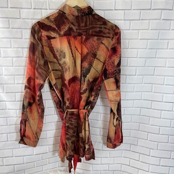 Da Nang Silk Animal Print Belted Tunic Top Sz S - Picture 3 of 5